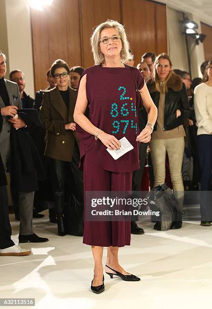 Inga Griese arrives for the 'Icons in Fashion' vernissage during the Der Berliner Mode Salon A/W 2017 at Kronprinzenpalais on January 19, 2017 in...