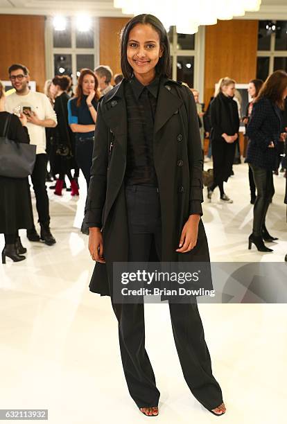 Sara Nuru arrives for the 'Icons in Fashion' vernissage during the Der Berliner Mode Salon A/W 2017 at Kronprinzenpalais on January 19, 2017 in...