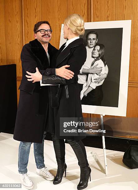 Judith Rakers and Kristian Schuller arrive for the 'Icons in Fashion' vernissage during the Der Berliner Mode Salon A/W 2017 at Kronprinzenpalais on...