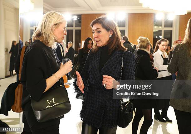 Guests at the 'Icons in Fashion' vernissage during the Der Berliner Mode Salon A/W 2017 at Kronprinzenpalais on January 19, 2017 in Berlin, Germany.
