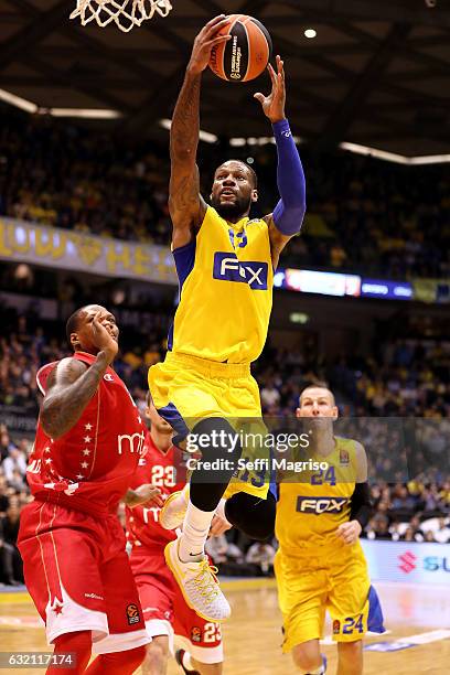 Sonny Weems, #13 of Maccabi Fox Tel Aviv in action during the 2016/2017 Turkish Airlines EuroLeague Regular Season Round 18 game between Maccabi Fox...