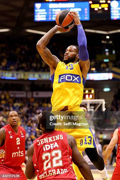 Sonny Weems, #13 of Maccabi Fox Tel Aviv in action during the 2016/2017 Turkish Airlines EuroLeague Regular Season Round 18 game between Maccabi Fox...