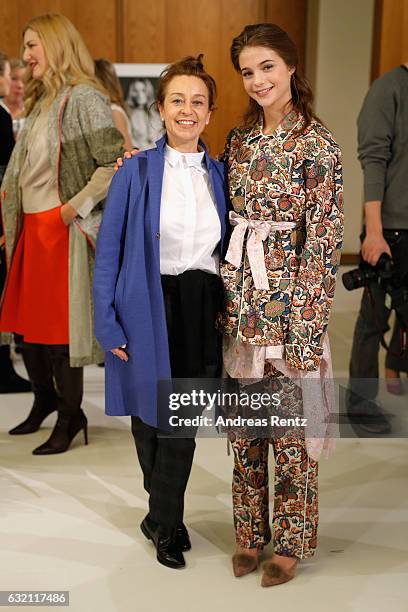 Lisa-Marie Koroll attends the 'Icons in Fashion' vernissage during the Der Berliner Mode Salon A/W 2017 at Kronprinzenpalais on January 19, 2017 in...