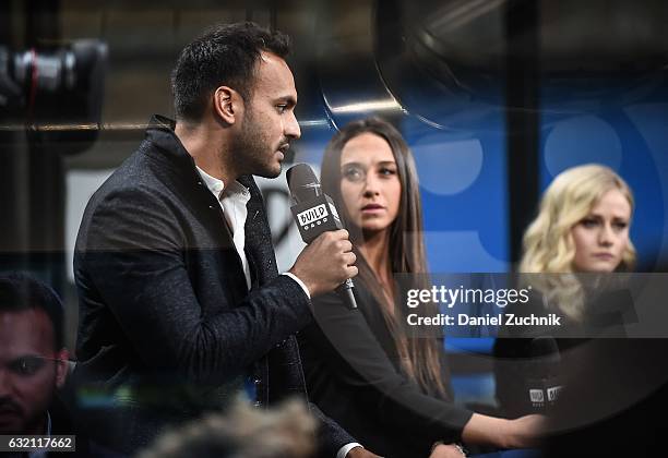 Arjun Gupta, Stella Maeve and Olivia Taylor Dudley attend the Build Series to discuss the show 'The Magicians' at Build Studio on January 19, 2017 in...