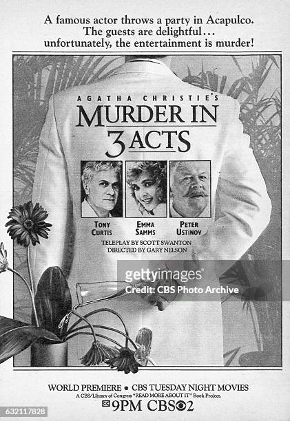 Television advertisement as appeared in the September 27, 1986 issue of TV Guide magazine. An ad for the Tuesday night made-for-TV movie, Agatha...
