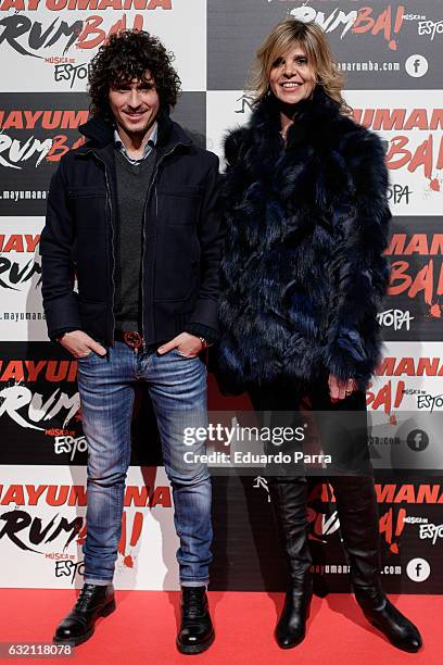Arantxa de Benito and Agustin Etienne attend 'Mayumana Rumba' photocall at Rialto theatre on January 19, 2017 in Madrid, Spain.
