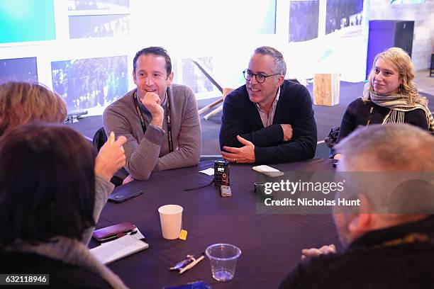 Director of Programming Trevor Groth and Director of Sundance Film Festival John Cooper speaks at the Press Junket Reception during day 1 of the 2017...