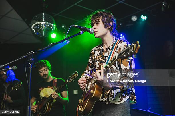 Micky Alfano and John Pelant of Night Moves perform at Brudenell Social Club on January 19, 2017 in Leeds, England.