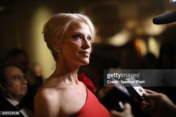Kellyanne Conway, senior adviser to President-elect Donald Trump, attends the Indiana Society Ball in honor of Vice President-elect Mike Pence on...