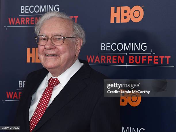 Warren Buffett attends the 'Becoming Warren Buffett' World Premiere at The Museum of Modern Art on January 19, 2017 in New York City.