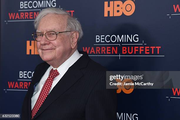 Warren Buffett attends 'Becoming Warren Buffett' World Premiere at The Museum of Modern Art on January 19, 2017 in New York City.