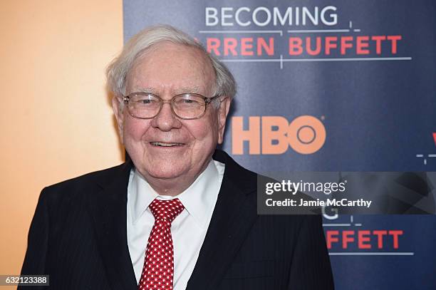 Warren Buffett attends 'Becoming Warren Buffett' World Premiere at The Museum of Modern Art on January 19, 2017 in New York City.