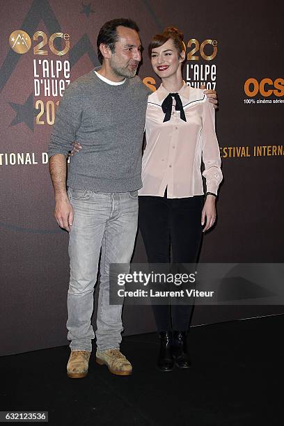 Actor Gilles Lellouche and Actress Louise Bourgoin attend "Sous le Meme Toit" Photocall during tne 20th L'Alpe D'Huez International Film Festival on...