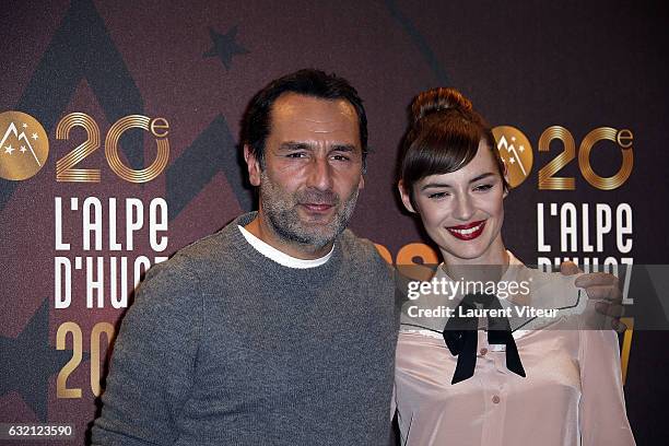 Actor Gilles Lellouche and Actress Louise Bourgoin attend "Sous le Meme Toit" Photocall during tne 20th L'Alpe D'Huez International Film Festival on...