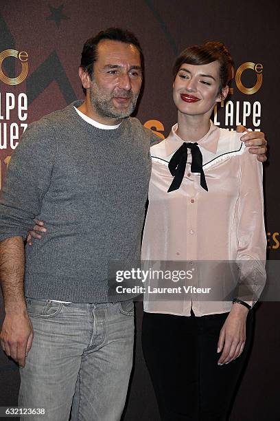 Actor Gilles Lellouche and Actress Louise Bourgoin attend "Sous le Meme Toit" Photocall during tne 20th L'Alpe D'Huez International Film Festival on...