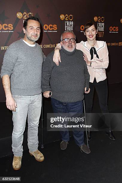 Actor Gilles Lellouche, Director Dominique Farrugia and Actress Louise Bourgoin attend "Sous le Meme Toit" Photocall during tne 20th L'Alpe D'Huez...