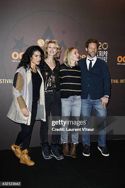 Actress Anne Marivin, Sabrina Ouazani, Actress Alexandra Lamy and Actor Jamie Bamber attend "Sous le Meme Toit" Photocall during tne 20th L'Alpe...