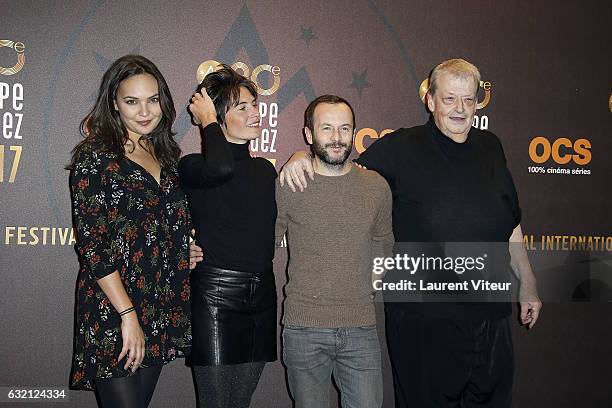 Valerie Begue, Alessandra Sublet, Jeremy Michalak and Guy Carlier attend "Sous le Meme Toit" Photocall during tne 20th L'Alpe D'Huez International...