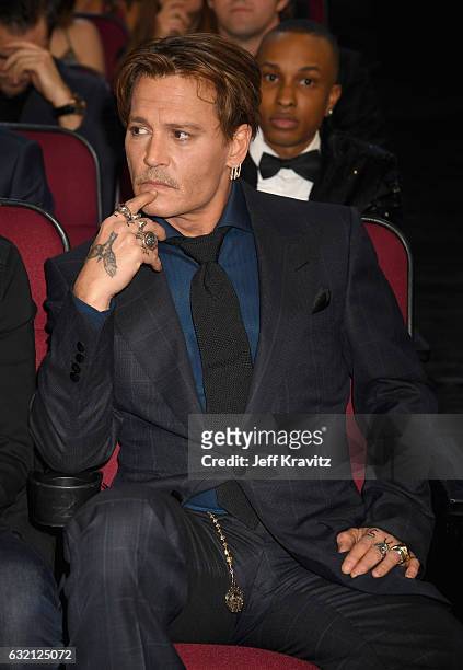 Actor Johnny Depp in the audience during the People's Choice Awards 2017 at Microsoft Theater on January 18, 2017 in Los Angeles, California.
