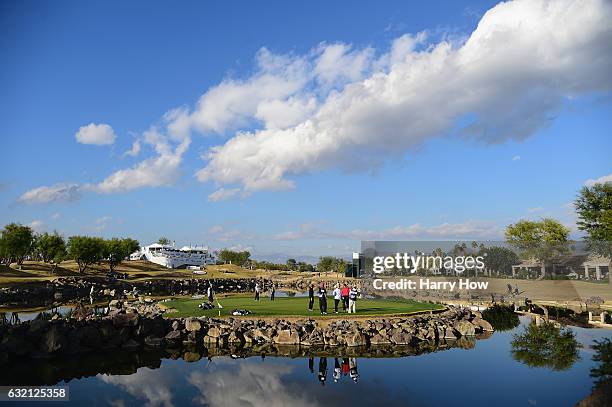 General view of the 18th hole during the first round of the CareerBuilder Challenge in Partnership with The Clinton Foundation at the TPC Stadium...