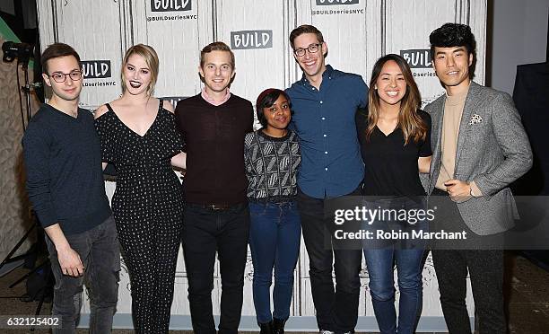 Zach Kornfeld, Kelsey Darragh, Ned Fulmer, Quinta Brunson, Keith Habersberger, Ashly Perez and Eugene Lee Yang, attend Build Series Presents Buzzfeed...