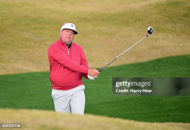 Carl Pettersson of Sweden plays his shot out of the rough on the 16th hole during the first round of the CareerBuilder Challenge in Partnership with...