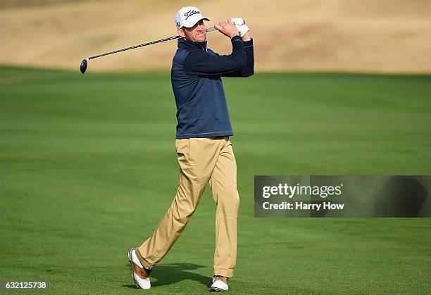 Trahan plays his shot on the 16th hole during the first round of the CareerBuilder Challenge in Partnership with The Clinton Foundation at the TPC...