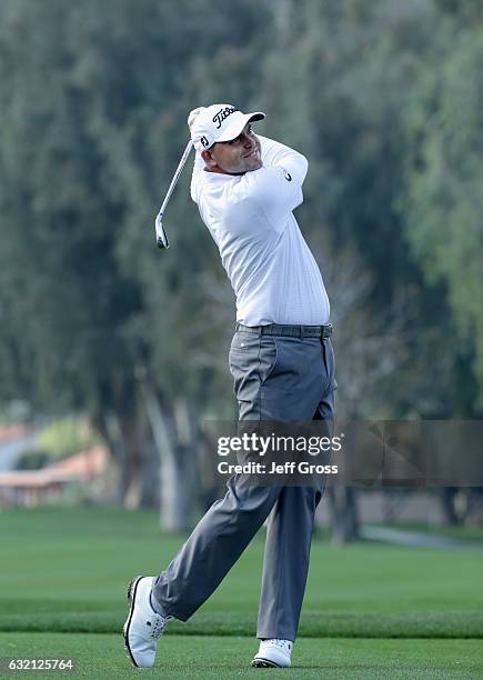 Bill Haas plays his shot during the first round of the CareerBuilder Challenge in Partnership with The Clinton Foundation at La Quinta Country Club...