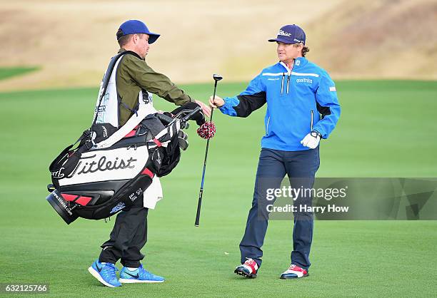 Zac Blair finishes his shot on the 16th hole during the first round of the CareerBuilder Challenge in Partnership with The Clinton Foundation at the...