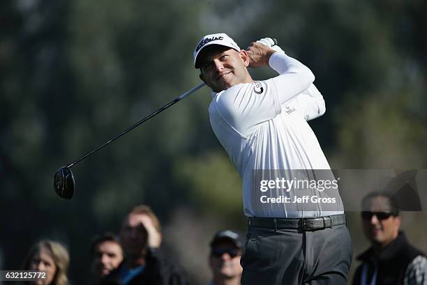 Bill Haas plays his shot from the 13th tee during the first round of the CareerBuilder Challenge in Partnership with The Clinton Foundation at La...