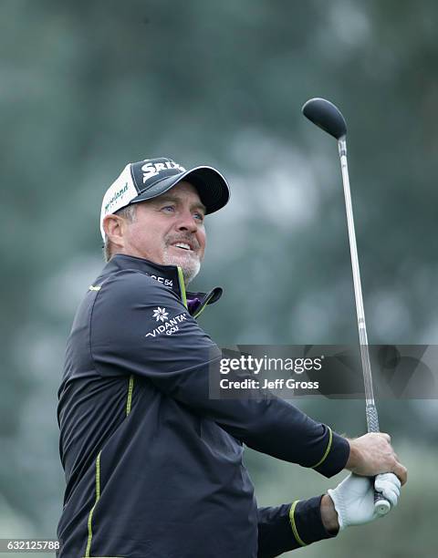 Jerry Kelly plays his shot during the first round of the CareerBuilder Challenge in Partnership with The Clinton Foundation at La Quinta Country Club...