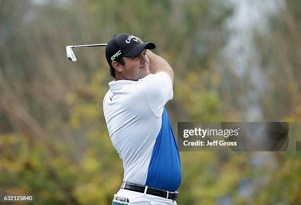 Patrick Reed plays his shot from the third tee during the first round of the CareerBuilder Challenge in Partnership with The Clinton Foundation at La...