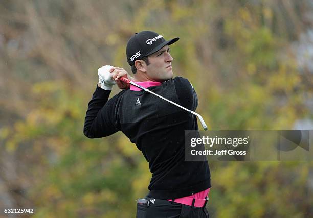 Jon Rahm of Spain plays his shot from the third tee during the first round of the CareerBuilder Challenge in Partnership with The Clinton Foundation...