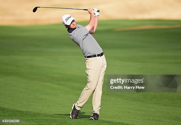 Poston plays his shot on the 16th hole during the first round of the CareerBuilder Challenge in Partnership with The Clinton Foundation at the TPC...