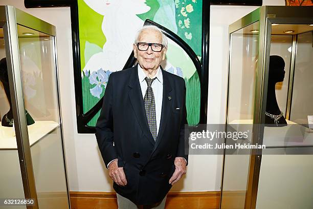 Designer Pierre Cardin attends the Pierre Cardin Jewellery Presentation as part of Paris Fashion Week on January 19, 2017 in Paris, France.