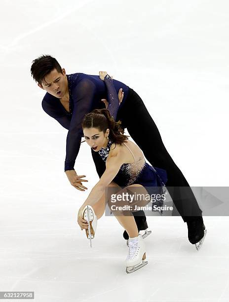 Marissa Castelli and Mervin Tran compete in the Championship Pairs Short Program during 2017 U.S. Figure Skating Championships at Sprint Center on...