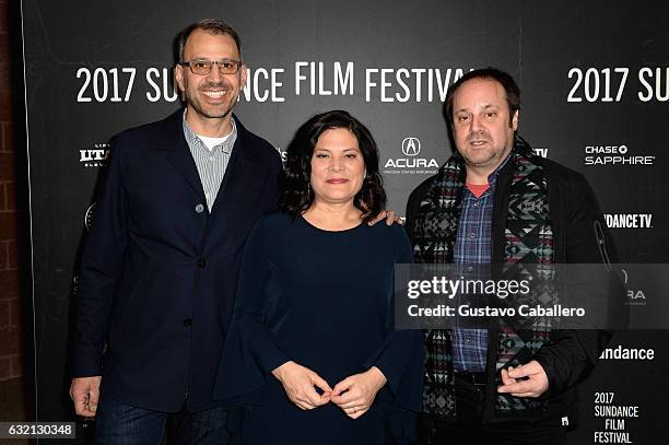 Co-director/cinematographer Jon Shenk, co-director Bonnie Cohen, and founder/chairman Participant Media Jeff Skoll attend the "An Inconvenient...