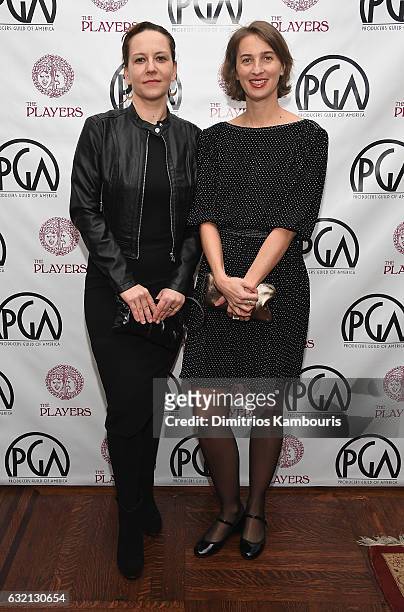Nina Krstic and Tamara Rosenberg attend the 2017 Producers Guild Award Nominees New York Celebration at The Players Club on January 19, 2017 in New...