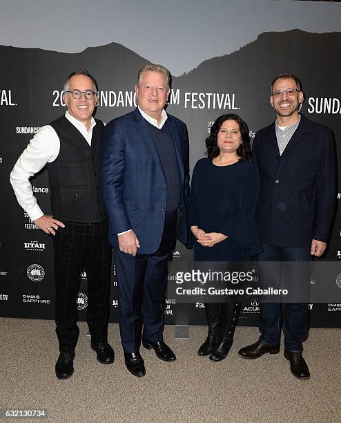 Sundance Film Festival Director John Cooper, Former Vice President of the US Al Gore, co-director Bonnie Cohen, and co-director/cinematographer Jon...