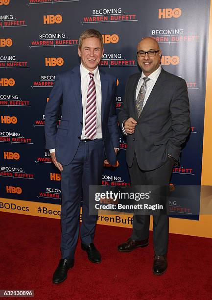 Personalities Pat Kiernan and Ali Velshi attend "Becoming Warren Buffett" World premiere at The Museum of Modern Art on January 19, 2017 in New York...