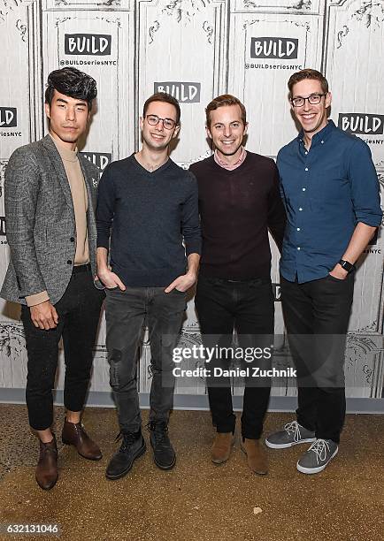 Eugene Lee Yang, Zach Kornfeld, Ned Fulmer and Keith Habersberger of The Try Guys attend Build Series Presents Buzzfeed Motion Pictures Staff at...