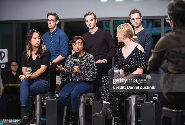 Ashly Perez, Keith Habersberger, Quinta Brunson, Ned Fulmer, Kelsey Darragh and Zach Kornfeld attend Build Series Presents Buzzfeed Motion Pictures...