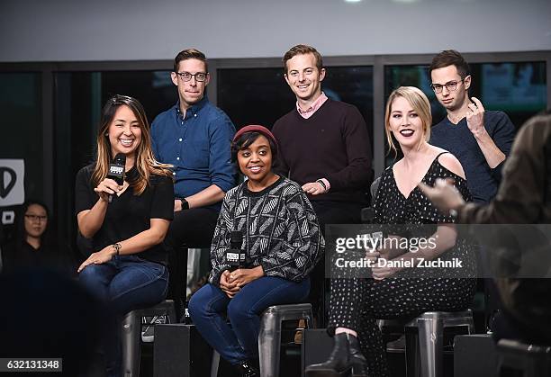 Ashly Perez, Keith Habersberger, Quinta Brunson, Ned Fulmer, Kelsey Darragh and Zach Kornfeld attend Build Series Presents Buzzfeed Motion Pictures...