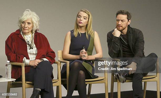 Actors Betty Buckley, Anya Taylor Joy and James McAvoy attend Meet the Actor to discuss "Split" at Apple Store Soho on January 19, 2017 in New York...