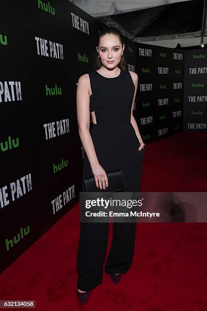Actress Amy Forsyth attends the premiere of Hulu's 'The Path' Season 2 at Sundance Sunset Cinema on January 19, 2017 in Los Angeles, California.