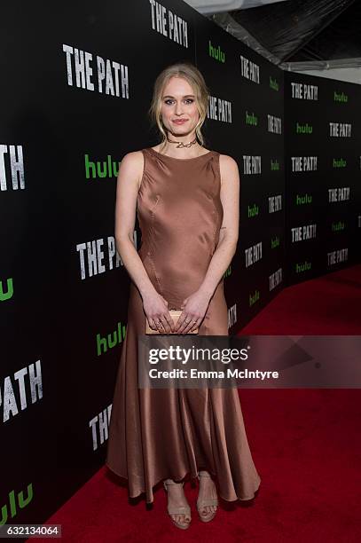 Actress Leven Rambin attends the premiere of Hulu's 'The Path' Season 2 at Sundance Sunset Cinema on January 19, 2017 in Los Angeles, California.