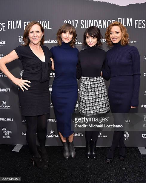 Actors Molly Shannon, Alison Brie, Kate Micucci, and Aubrey Plaza attend "The Little Hours" premiere during day 1 of the 2017 Sundance Film Festival...