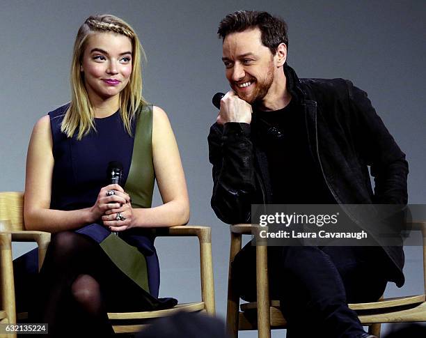 Anya Taylor-Joy and James McAvoy attend Meet the Actor: James McAvoy, Anya Taylor-Joy and Betty Buckley to discuss "Split" at Apple Store Soho on...