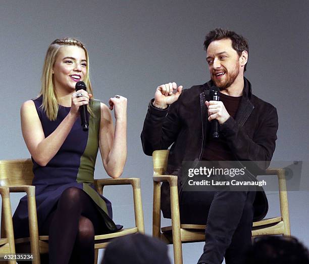 Anya Taylor-Joy and James McAvoy attend Meet the Actor: James McAvoy, Anya Taylor-Joy and Betty Buckley to discuss "Split" at Apple Store Soho on...