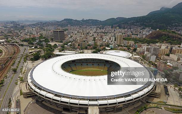 View of the world-famous Maracana Stadium in Rio de Janeiro on January 18, 2017. After playing a key role in the 2014 World Cup and 2016 Olympic...